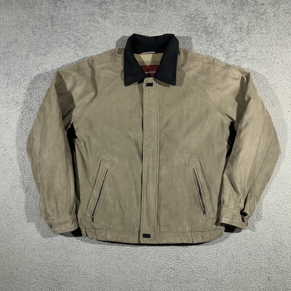 Covington Mens Small Beige Micro Fiber Full-Zip Heavy  Bomber Jacket
